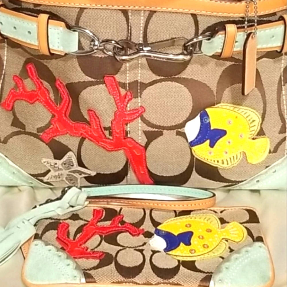Rare Sealife COACH Purse & Wristlet